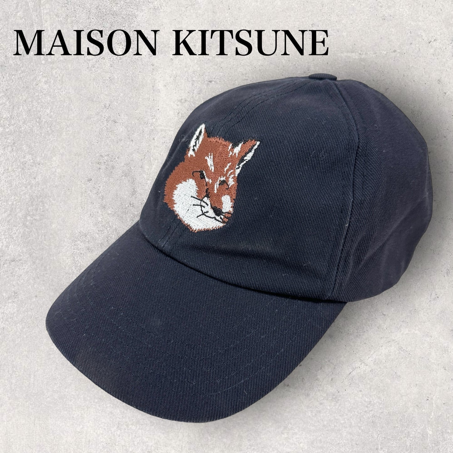 【少々汚れあり】MAISON KITSUNE メゾンキツネ キャップ  ユニセックス ネイビー 紺 60% コットン cotton 40% ポリエステル polyester ネイビー 紺  202406-0140