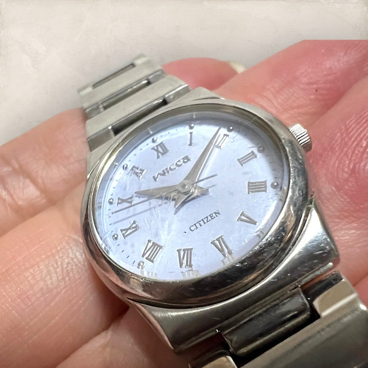 【少しくすみ傷あり動作未確認】CITIZEN シチズン　Wicca　アナログ　腕時計 シルバー ブルー 5930-L20735 202408-0490