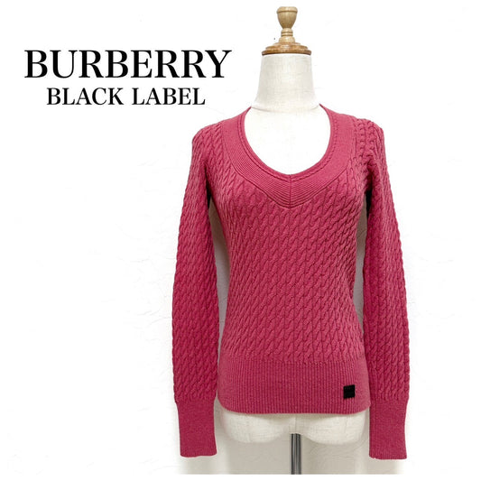 【少々色褪せあり】BURBERRY BLACK LABEL バーバリーブラックレーベル アーガイルニットカットソー サイズ38 ピンク 202403-1529