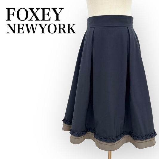 【美品】FOXEY NEWYORK フォクシーニューヨーク スカート サイズ38 紺色