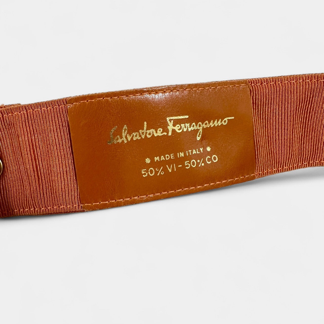 【目立った傷や汚れなし】Salvatore Ferragamo サルヴァトーレ フェラガモ  ヴァラリボン ウエストベルト オレンジ ゴールド金具