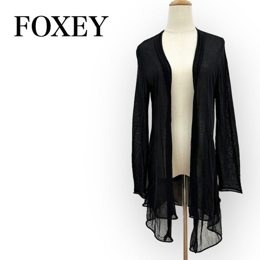 【やや汚れあり】FOXEY フォクシー シースルーカーディガン 29682-KSJF0155MY/40 ブラック