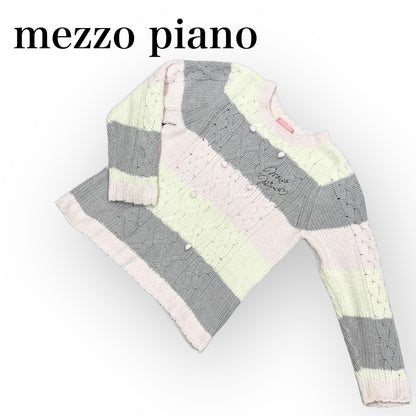 mezzo piano メゾピアノ セーター ニット 女の子 子供服 ホワイト ピンク グレー ボーダー 160