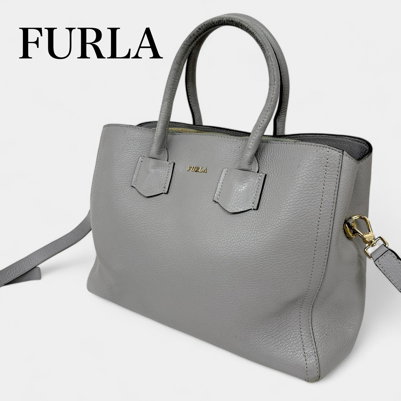 FURLA フルラ 2way ハンドバッグ ショルダーバッグ グレー F7590