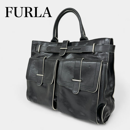 【傷あり】FURLA フルラ トートバッグ レザー ブラック