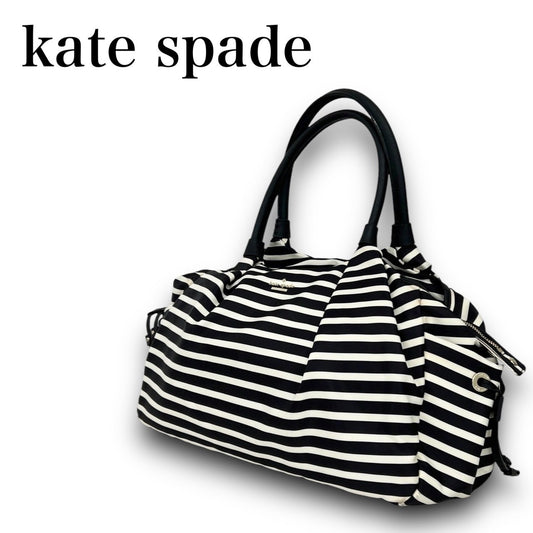 kate spade ケイトスペード トートバック マザーズバック ホワイトブラック ボーダー おむつ替えシート付き