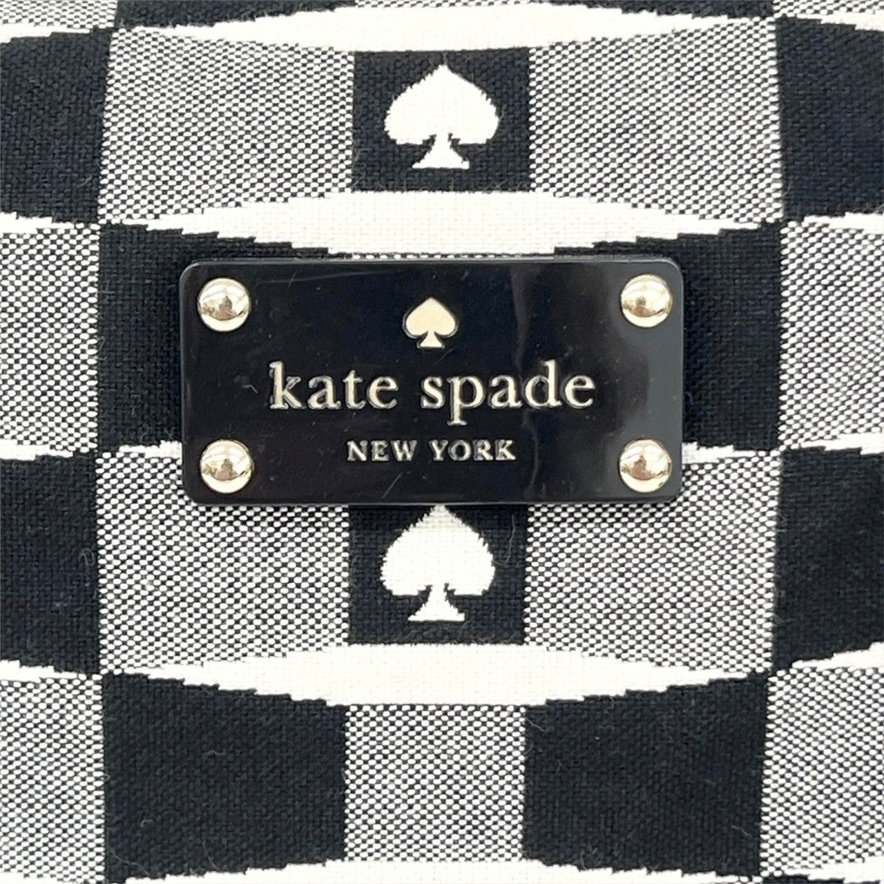 kate spade ケイトスペード ハンドバッグ ミニボストンバッグ ブラック ホワイト チェック柄 クローバー