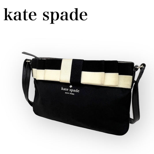 kate spade ケイトスペード リボン ショルダーバック ポーチ ブラック ホワイト