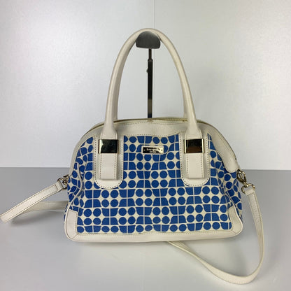 傷や汚れあり】kate spade&nbsp;new york ケイトスペードニューヨーク ハンドバック ドット柄 ホワイト×ブルー 白×水色 202401-1100