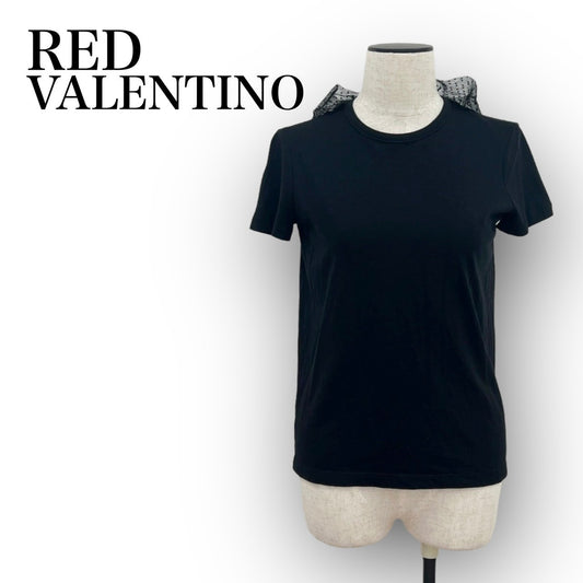 REDVALENTINO レッドヴァレンティノ Tシャツ 半袖 ブラック 黒 レース ドット リボン サイズ：XS