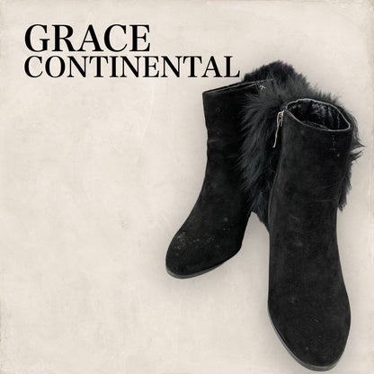 【少々汚れあり】GRACE CONTINENTAL グレースコンチネンタル ファー付き ショートブーツ サイズ37 ブラック 202408-0418