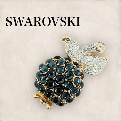 【美品】SWAROVSKI スワロフスキー パイナップル クリスタル ブローチ ゴールド グリーン 緑 クリア 202406-2083