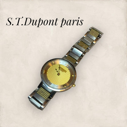 【小傷あり・動作未確認・箱付き】S.T.Dupont paris エステーデュポン クォーツ 腕時計 シルバー ゴールド202406-0235