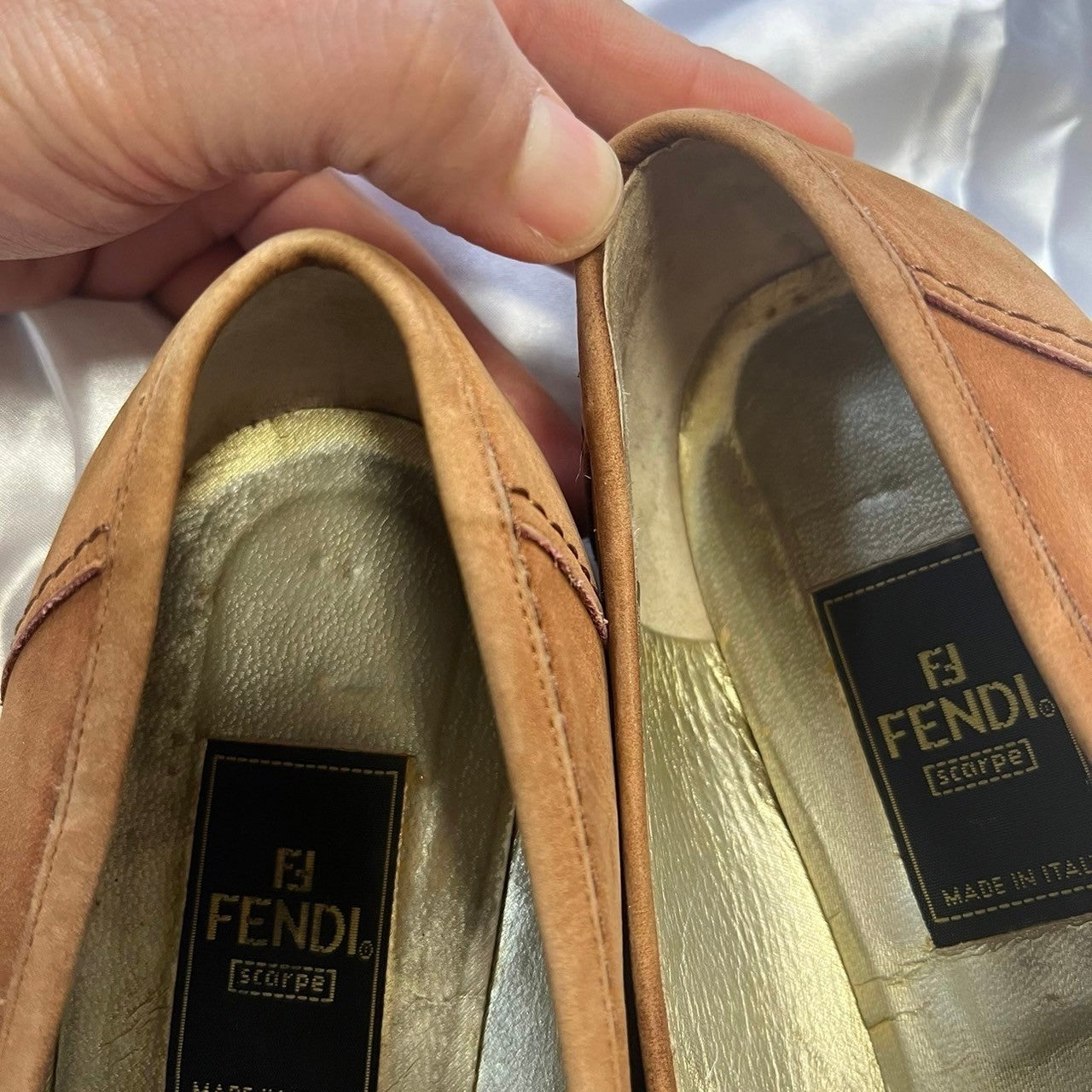 【やや傷や汚れあり】FENDI フェンディ ローファー ブラウン×ゴールド サイズ35 1/2 202403-1415