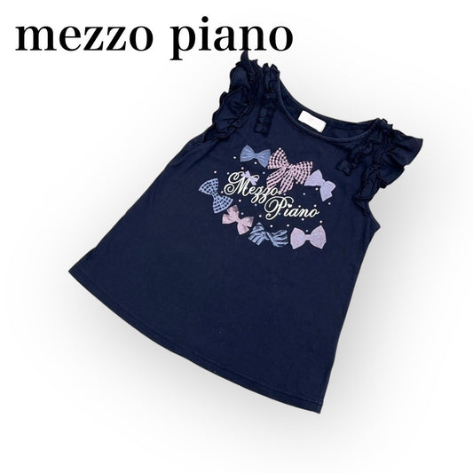 mezzo piano メゾピアノ 半袖Tシャツ カットソー 子供服 女の子 130 ネイビー ハートイラスト