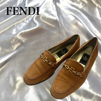 【やや傷や汚れあり】FENDI フェンディ ローファー ブラウン×ゴールド サイズ35 1/2 202403-1415