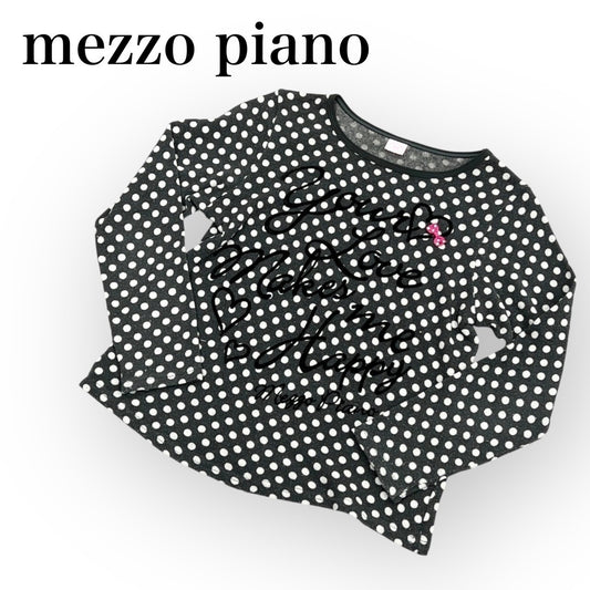 mezzo piano メゾピアノ 長袖Tシャツ カットソー 子供服 女の子 140 ブラック ドット