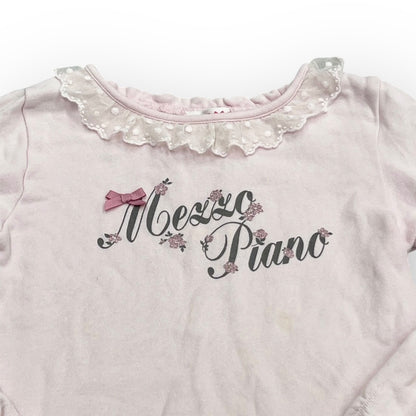 mezzo piano メゾピアノ 長袖Tシャツ カットソー 子供服 女の子 キッズ サイズ120 ピンク レース