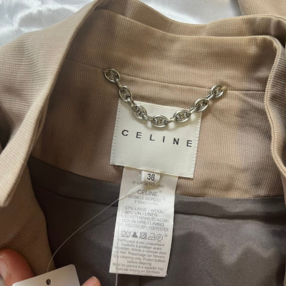 【少々汚れあり】CELINE セリーヌ スタンドカラージャケット ベージュ サイズ36 202403-1537