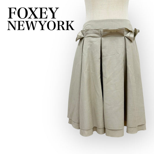 FOXEY NEWYORK フォクシーニューヨーク タックフレアスカート サイズ38 ベージュ