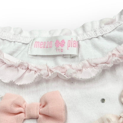 mezzo piano メゾピアノ 半袖Tシャツ カットソー 子供服 女の子 110 ピンク リボン