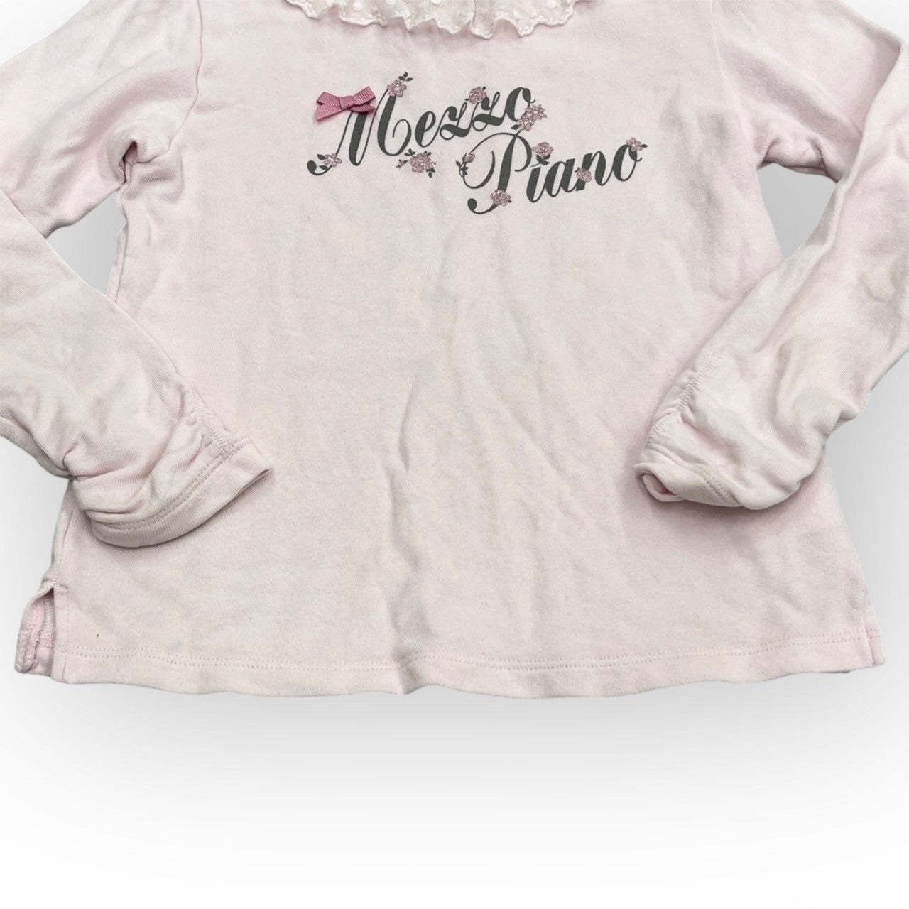 mezzo piano メゾピアノ 長袖Tシャツ カットソー 子供服 女の子 キッズ サイズ120 ピンク レース