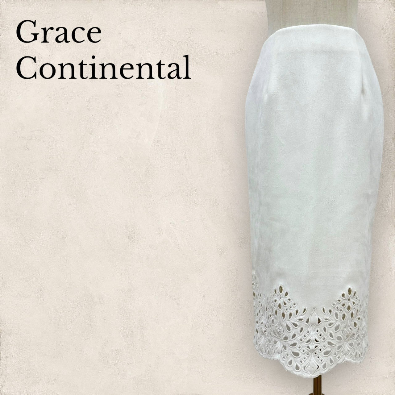 【美品】GRACE CONTINENTAL グレースコンチネンタル ミディ丈 デザインラップスカート サイズ34ホワイト 202408-0415