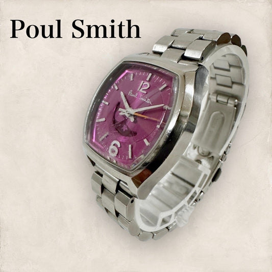 【細かいスレ有】 PaulSmith　ポールスミス　シルバー　文字盤パープル　6086-T008011　腕時計 クォーツ ウォッチ 202406-2045