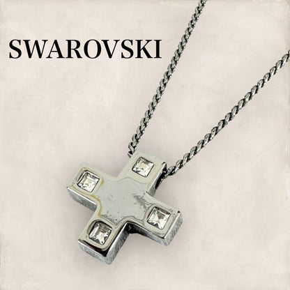 【小傷あり・袋付】SWAROVSKI スワロフスキー クロス ネックレス シルバー202406-2084