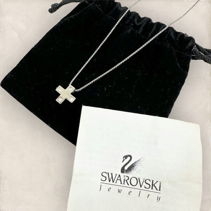 【小傷あり・袋付】SWAROVSKI スワロフスキー クロス ネックレス シルバー202406-2084