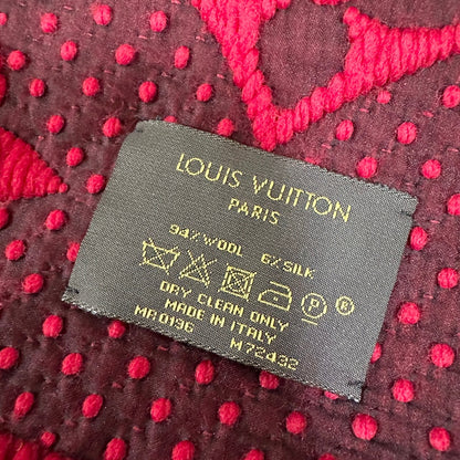 【美品】LOUIS VUITTON ルイヴィトン エシャルプ ロゴマニア マフラー M72432 カラー:ルビー 202406-0115