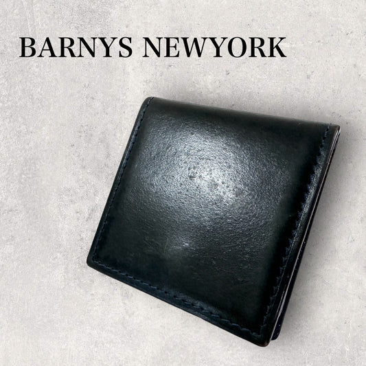 【多少の使用感あり】Barneys New York バーニーズニューヨーク メンズ コインケース 小銭入れ 黒×青 ブラック×ブルー202406-0134