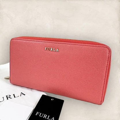 【美品・保存袋】FURLA フルラ 長財布 ロングウォレット ピンク 202406-2011