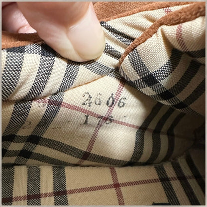 【使用感と汚れあり】BURBERRY バーバリー スエード シューレース ノバチェック スニーカー 靴  茶色 ブラウン サイズ23cm 202406-2115