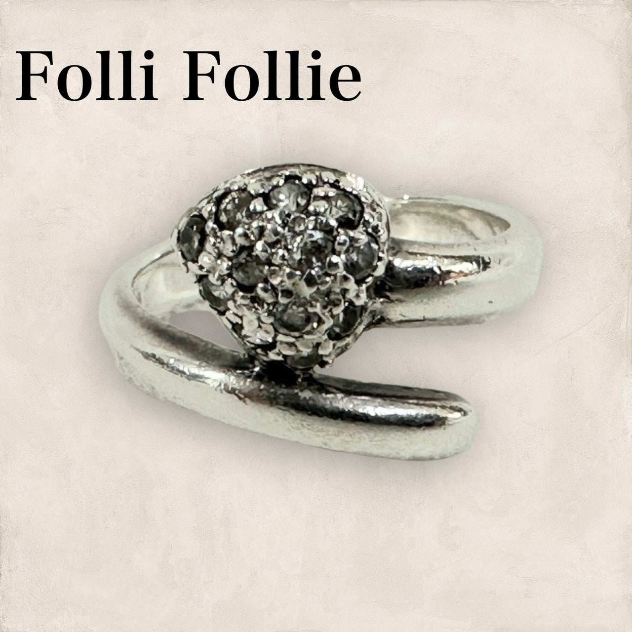 【美品・袋付】Folli Follie フォリフォリ ハートモチーフリング 指輪 #12 シルバー 202406-2095　