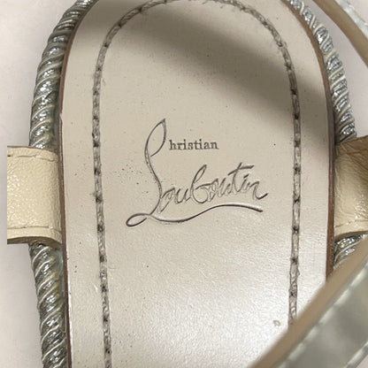 【靴底汚れあり】Christian Louboutin クリスチャン ルブタン ウェッジソール サンダル ゴールド ピンクベージュ ラメ サイズ37 202406-0213