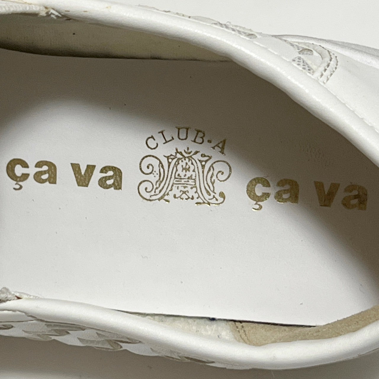 【少し使用感あり】cava cava サヴァサヴァ スニーカー 靴 チェック柄 ホワイト白 Lサイズ 202406-0215