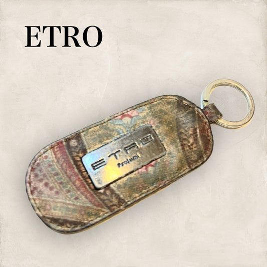 【使用感あり】ETRO エトロ キーリング キーホルダー ペーズリー柄 ブラウン 茶色 202406-0270