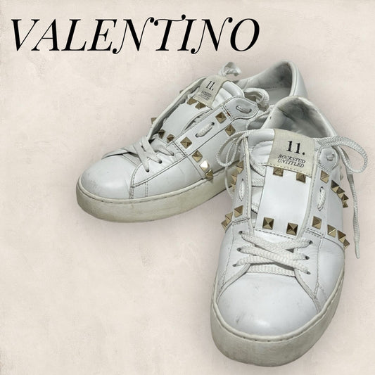 【使用感あり】VALENTINO バレンティノ スニーカー 靴 ホワイト 白 ロックスタッズ サイズ37 TBA01W2 202406-0227