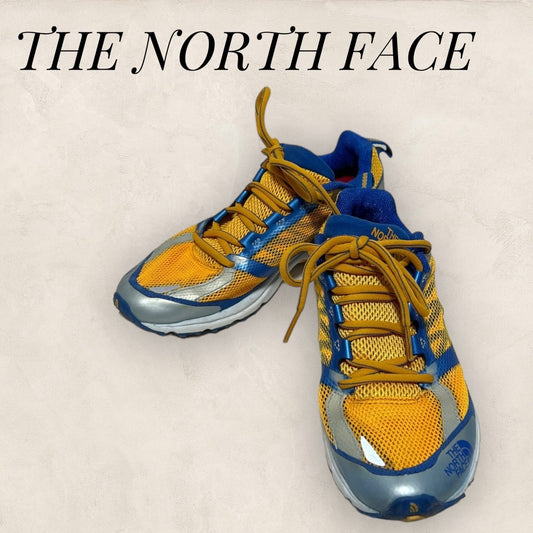 【少し汚れあり】THE NORTH FACE ザノースフェイス スニーカー マラソン オレンジブルー 青 サイズ5.5 202406-0228