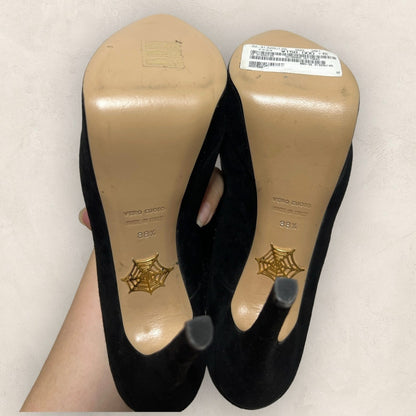 【美品】CHARLOTTE OLYMPIA シャーロットオリンピア パンプス ショートブーツ レース編み スエード ブラック 黒 サイズ38 1/2 202406-0221