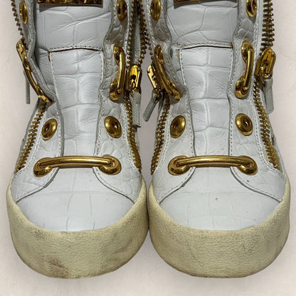 【少し使用感あり】GIUSEPPE ZANOTTI ジュペッゼザノッティ ハイカットスニーカー ホワイト ゴールド 白 サイズ39　202406-0222