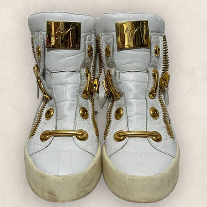 【少し使用感あり】GIUSEPPE ZANOTTI ジュペッゼザノッティ ハイカットスニーカー ホワイト ゴールド 白 サイズ39　202406-0222