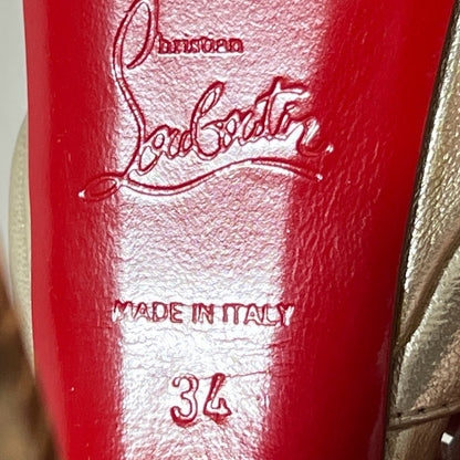 【目立つ傷汚れなし】Christian Louboutin クリスチャンルブタン サンダル ヒール ゴールド サイズ34 202406-0196