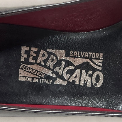 【使用感あり】Salvatore Ferragamo  サルバトーレフェラガモ パンプス ブラック 黒 シルバー金具 サイズ5 202406-0194