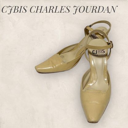 【汚れあり・箱付き】CJBIS CHARLES JOURDAN シャルル ジョルダン パンプス ヒール ベージュ サイズ5 1/2 202406-0200