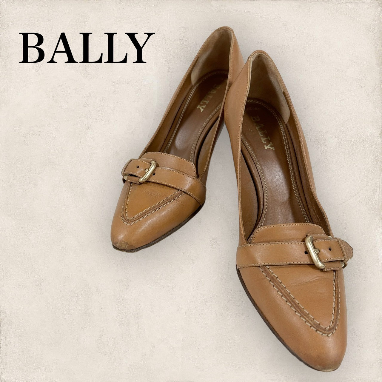 【傷や汚れあり】BALLY バリー パンプス  EU34 US4 1/2 キャメル 202406-0164