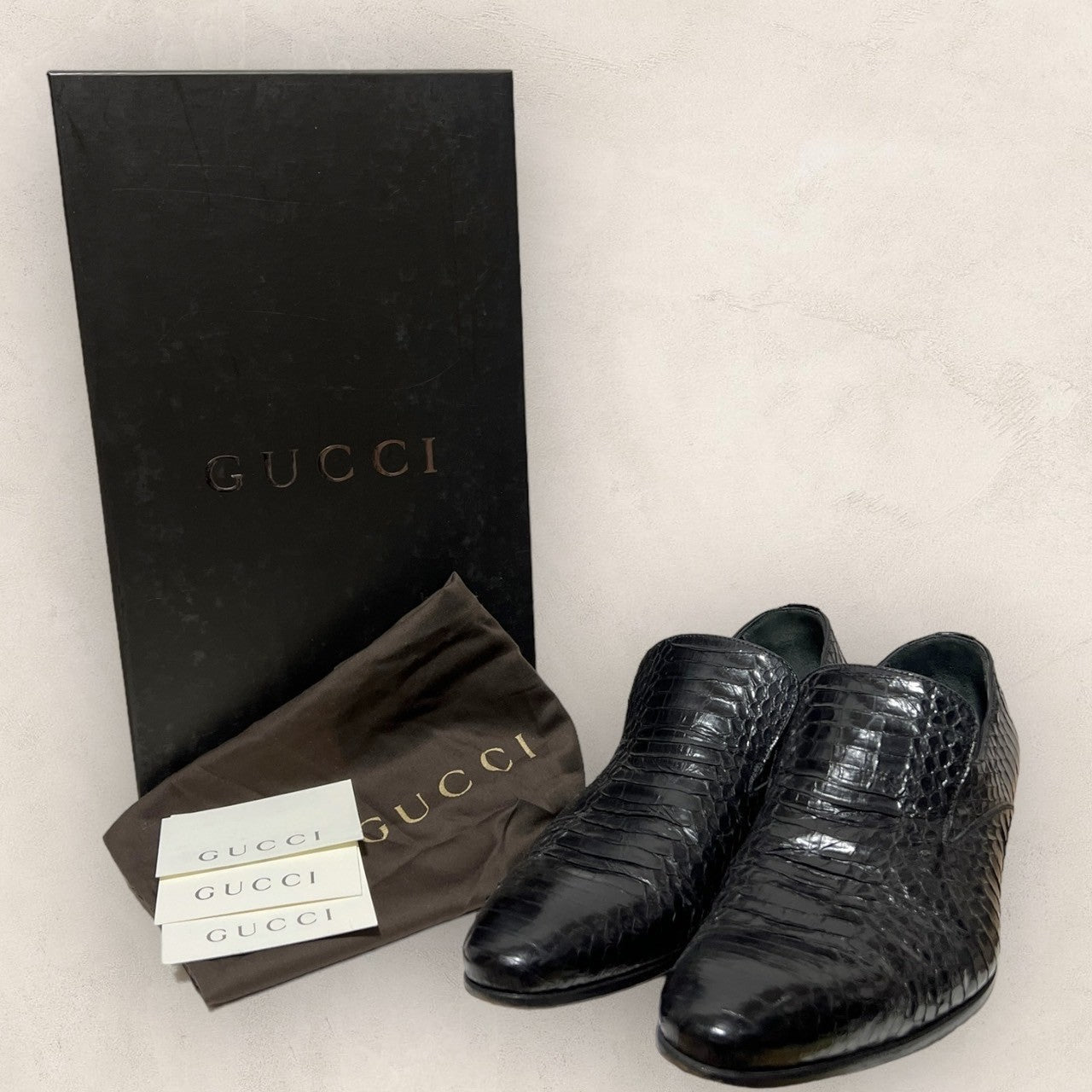 【美品・専用箱袋ギャランティカードあり】GUCCI グッチ 革靴 レザーシューズ メンズ ブラック 黒 サイズ39 1/2 202406-0205