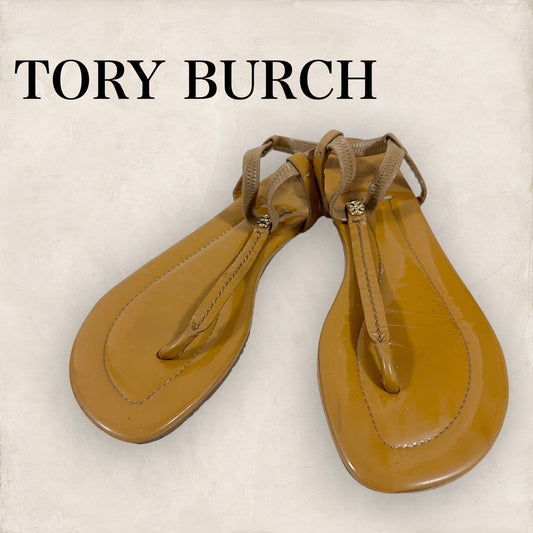 【やや汚れあり】Tory  Burch トリーバーチ フラットサンダル  ブラウン 茶色 202406-0188