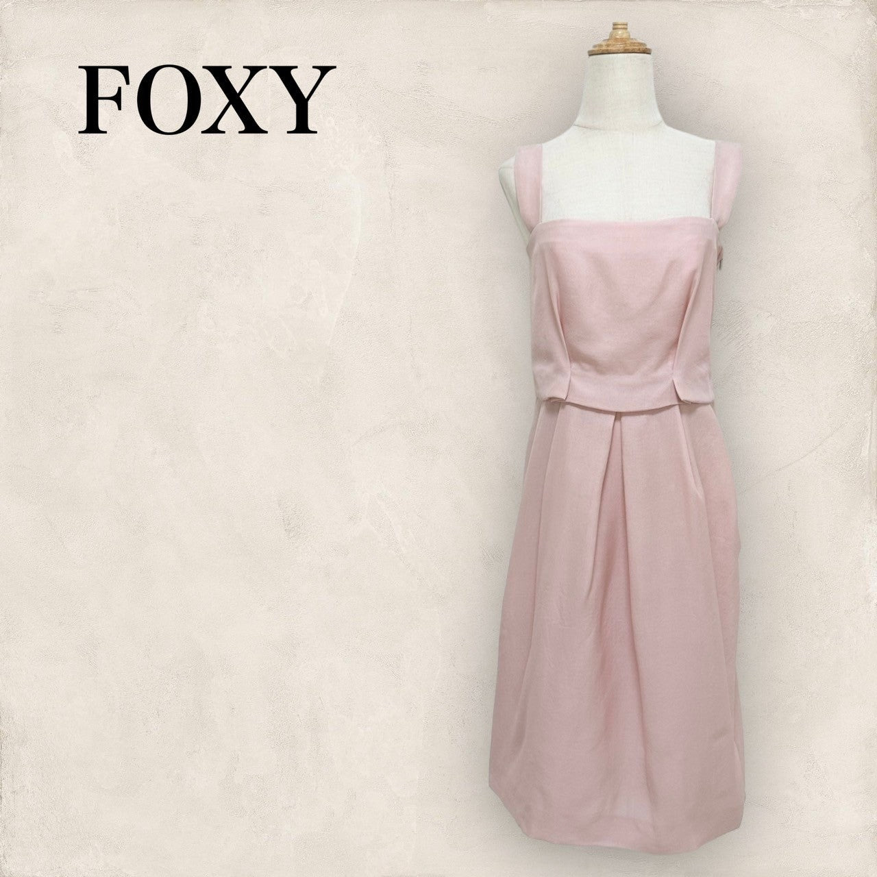 【美品】FOXEY フォクシー キャミソールノースリーブ ワンピース ピンク 40 202406-0157